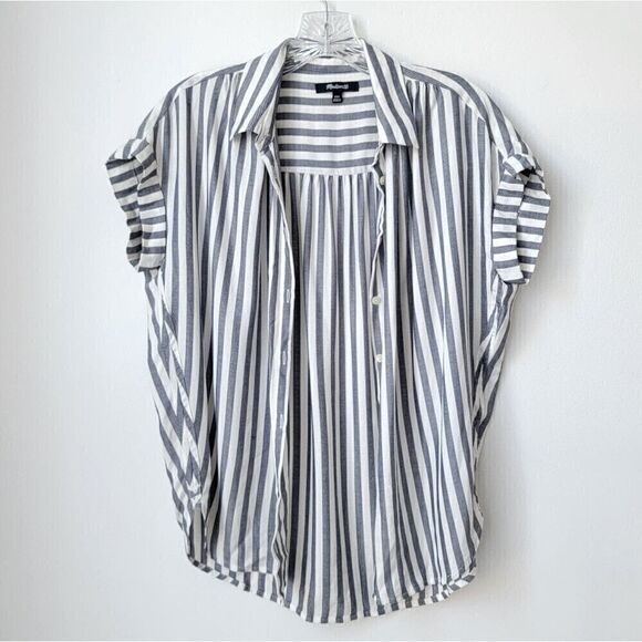 MADEWELL Oversized Dolman Sleeves Striped Button Front Shirt Size XXS - Picture 3 of 10